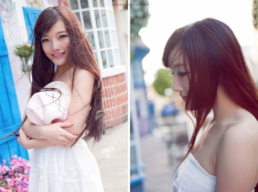 夏日微风吹起的撩人长发