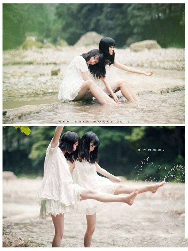 清纯妹子俩溪边嬉水-2