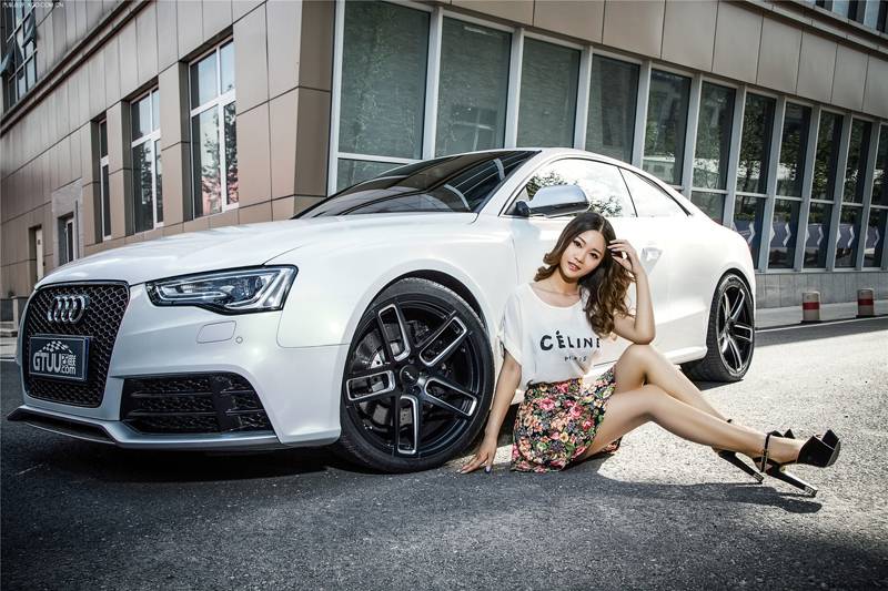 甜美车模温洁碎花短裙清新-3