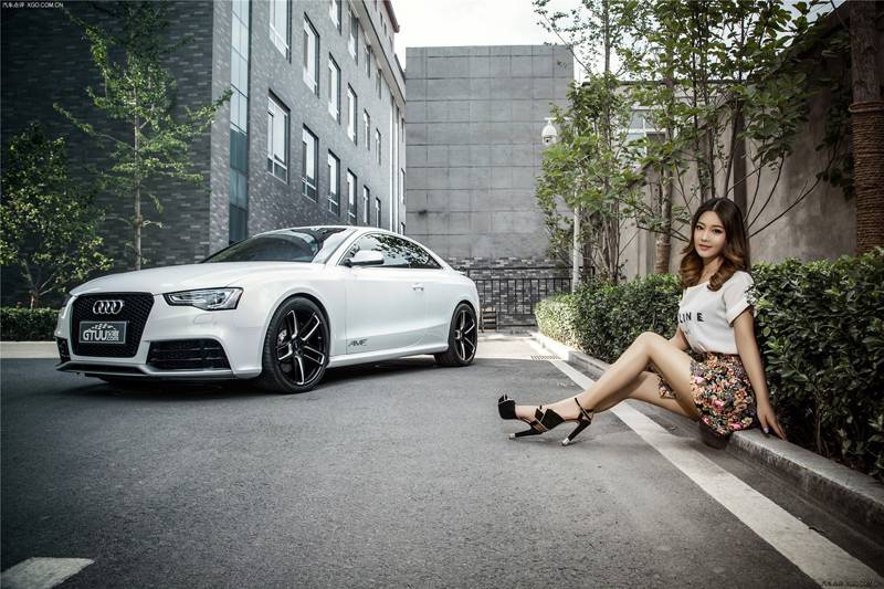 甜美车模温洁碎花短裙清新-10