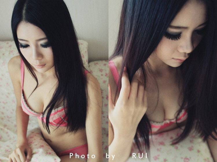 粉红内衣的美艳女子-3