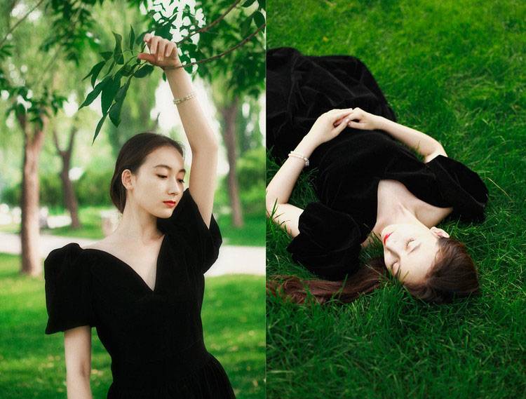 青草地上的黑色格蕾丝梦境-10