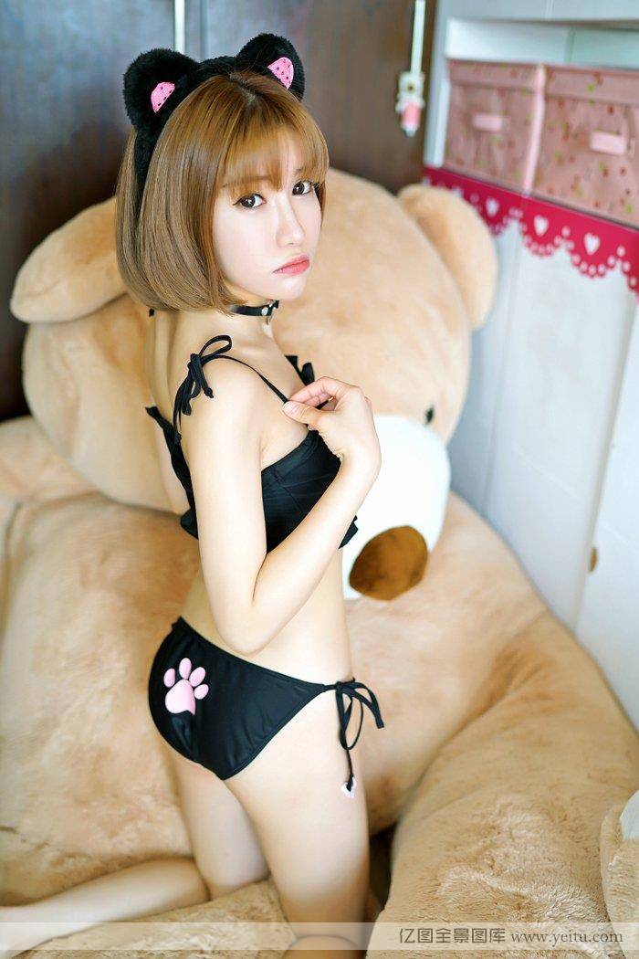 嗲囡囡性感美女傲娇萌萌猫女郎比基尼内衣诱惑大尺度写真-15