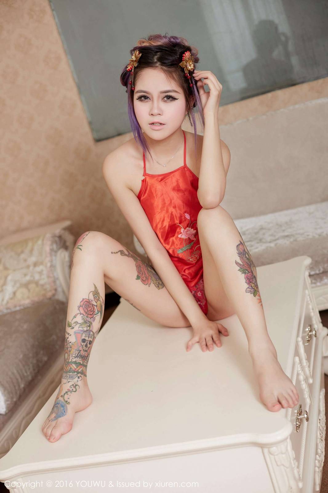 尤物馆混血美女美贤子内衣肚兜性感私房写真-15