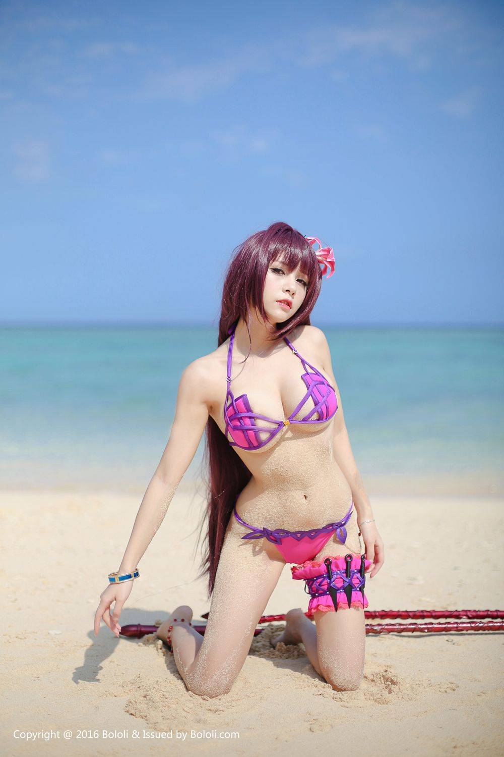 菠萝社美女模特夏美酱沙滩比基尼泳装版-15