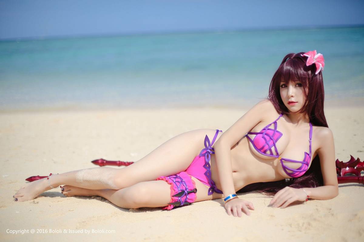 菠萝社美女模特夏美酱沙滩比基尼泳装版-19