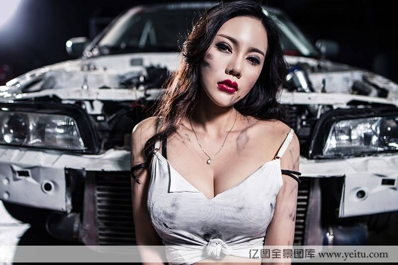 头条女神美女模特米娅Mia性感女修车工丁字裤野性成熟套图-60