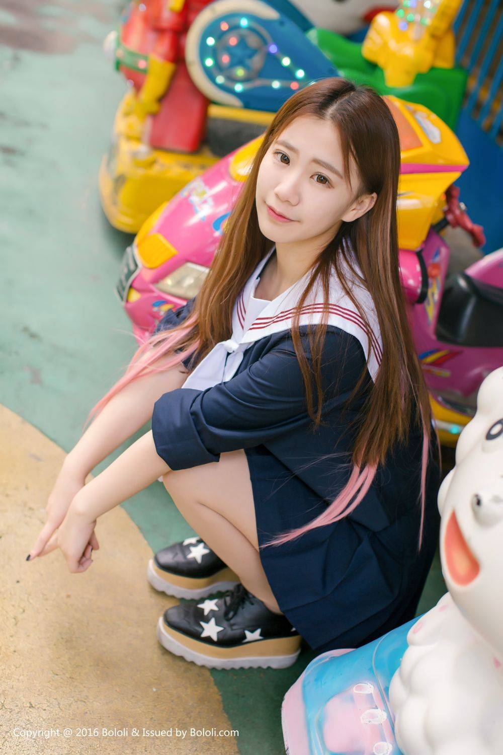 激萌文化菠萝社美少女董晨莉游乐园清新养眼街拍-19