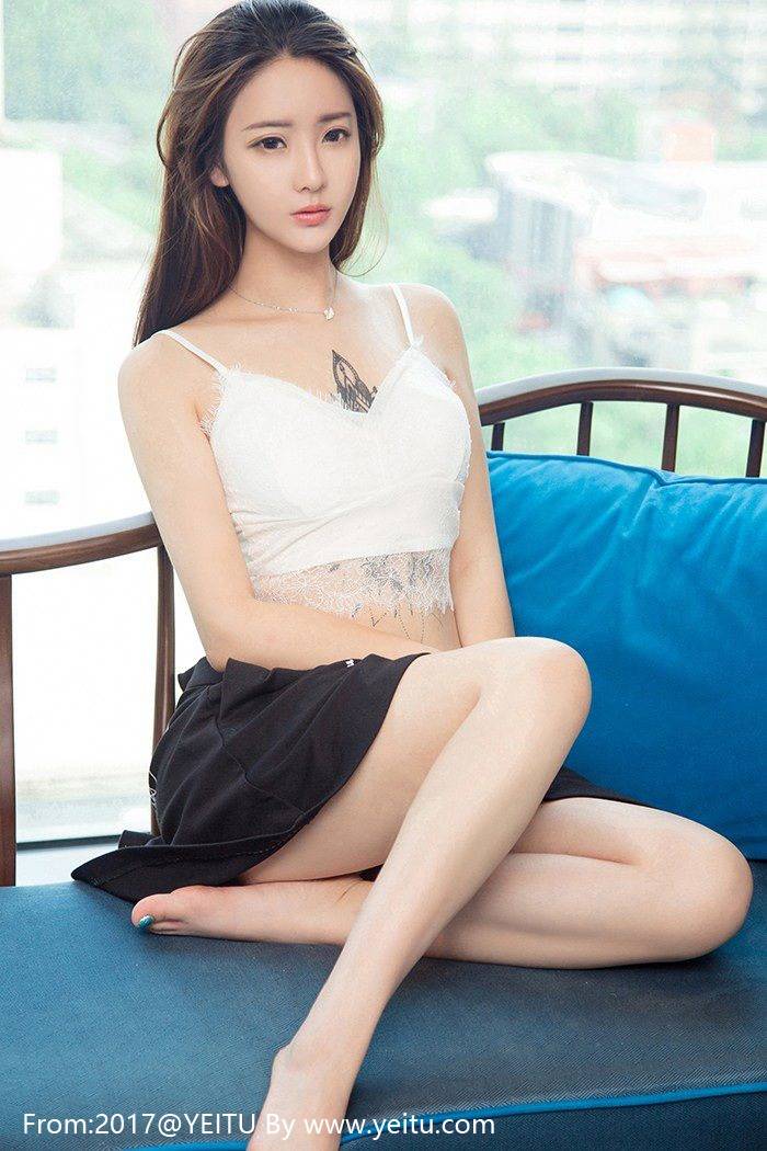 尤果网纹身女孩刘天天美腿女仆装制服诱惑-43