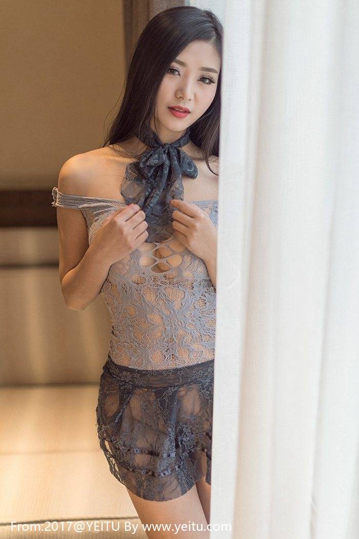 尤蜜荟性感美女宋七七白衬衫蕾丝情趣内衣显美胸-20