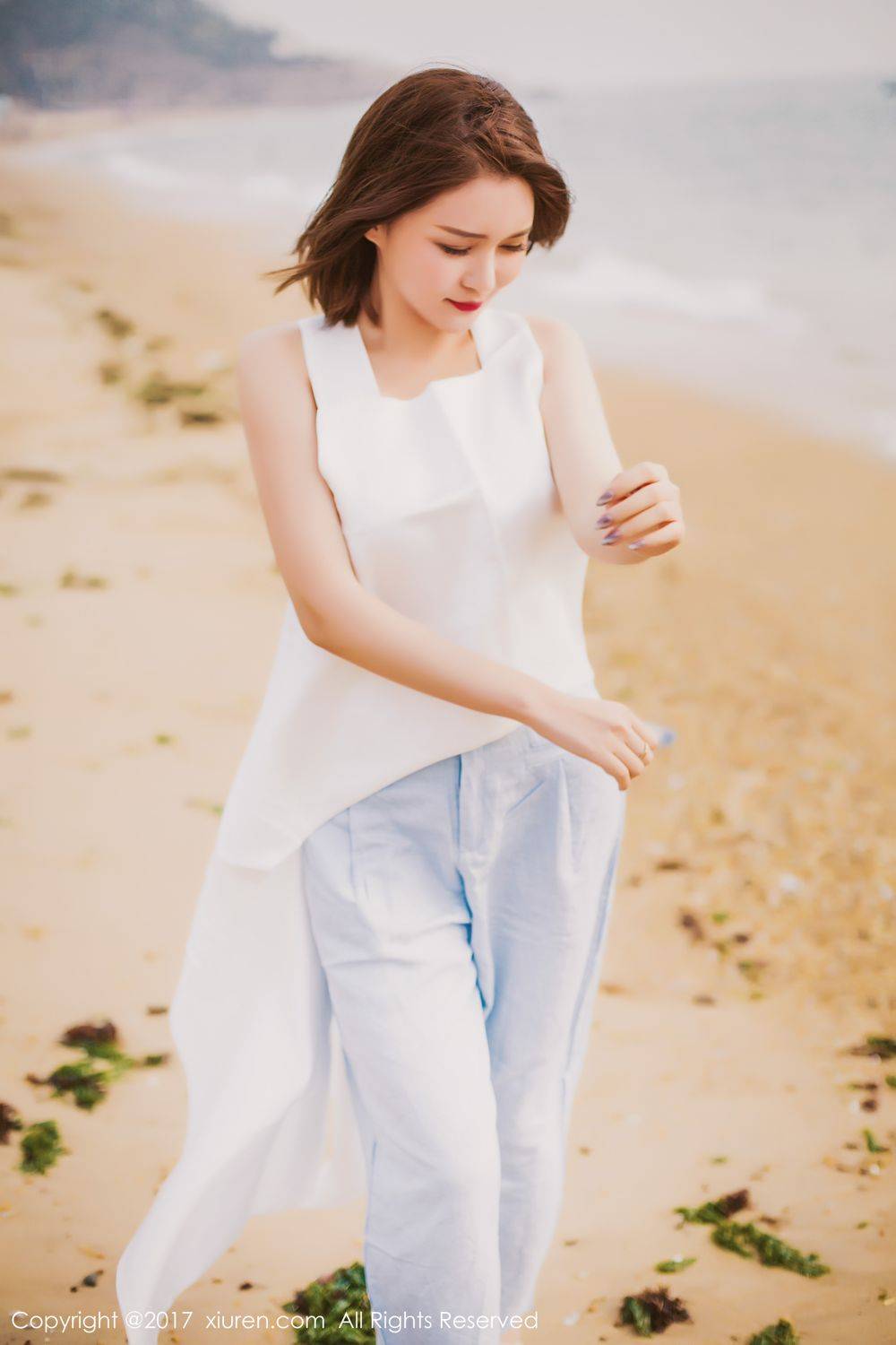 秀人网性感女神凯竹Vision沙滩浴室湿身诱惑-2