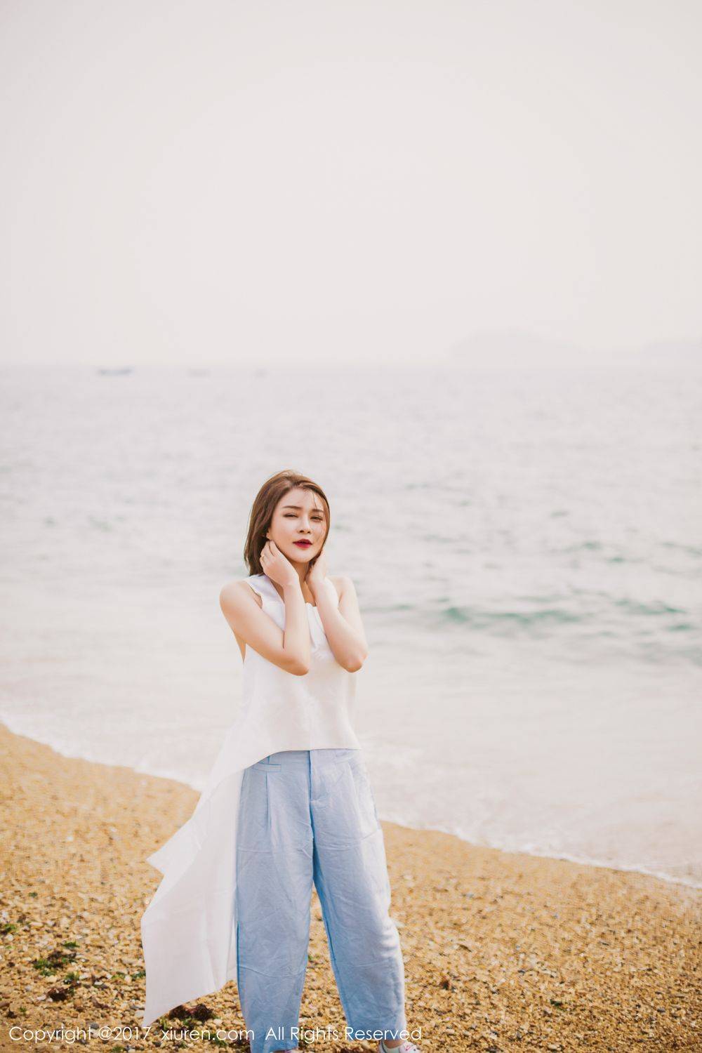 秀人网性感女神凯竹Vision沙滩浴室湿身诱惑-4