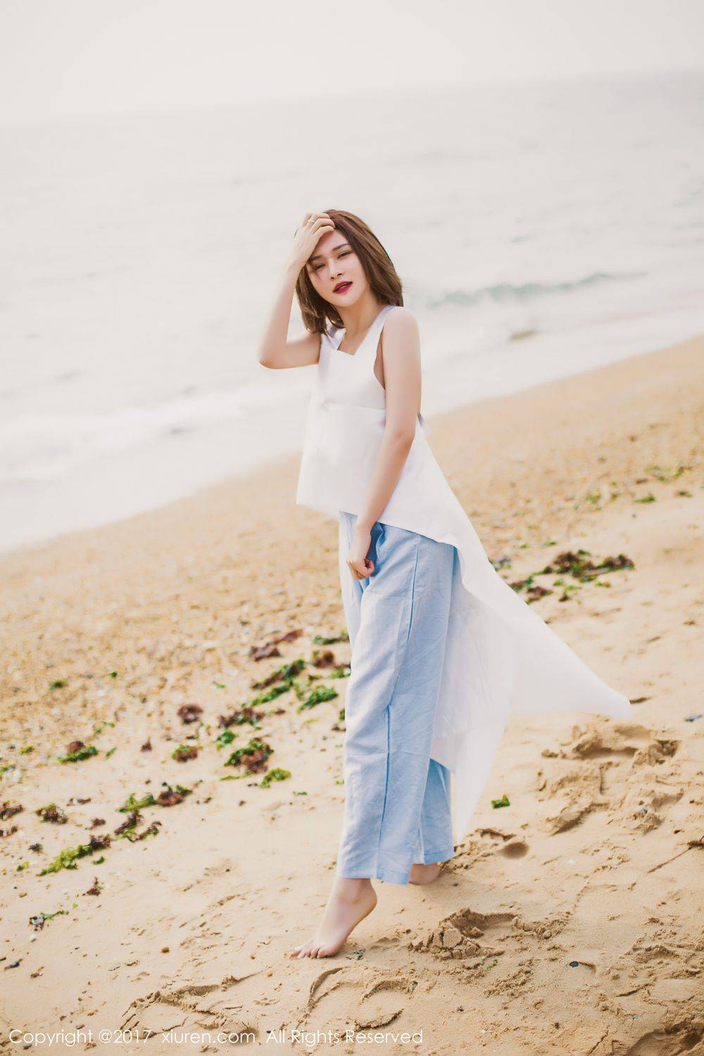 秀人网性感女神凯竹Vision沙滩浴室湿身诱惑-7