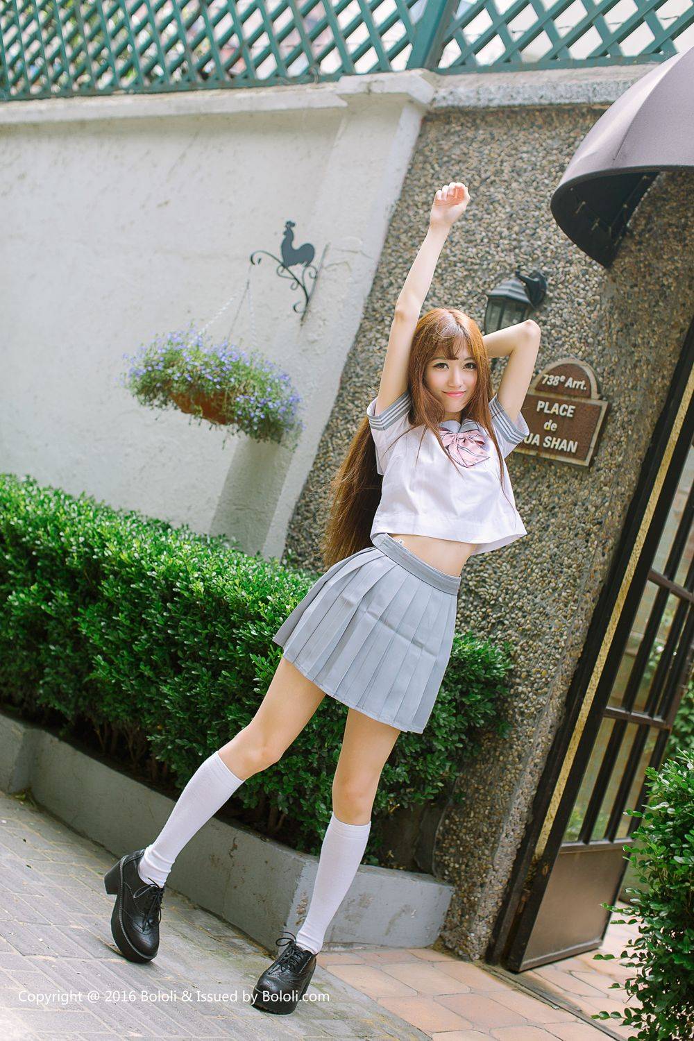 激萌文化清纯美女赵乃莹学生装红裙美腿制服诱惑写真-13