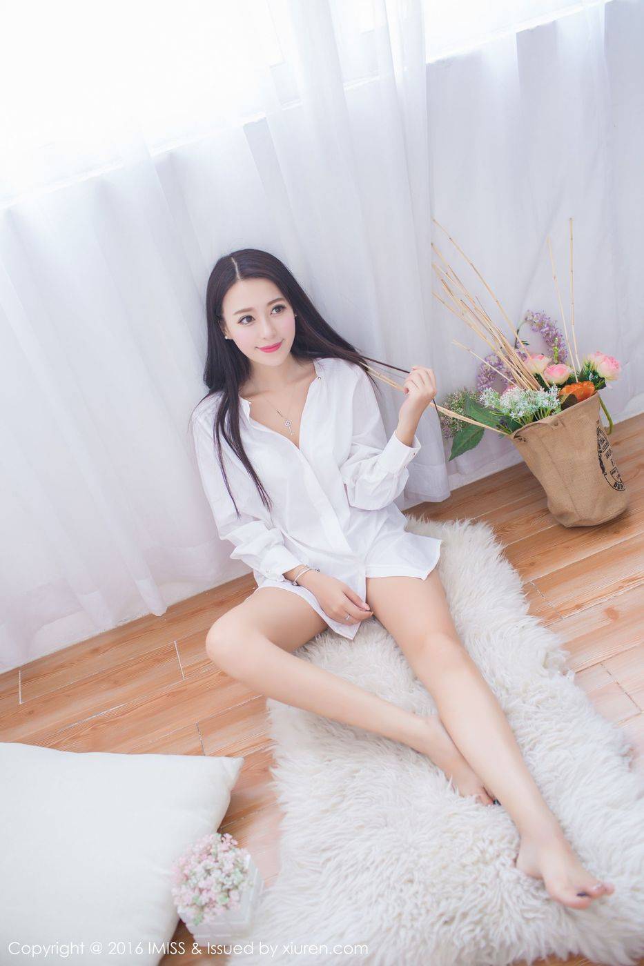 IMISS爱蜜社美女模特王曼妮好Q白衬衫性感吊带气质写真-7