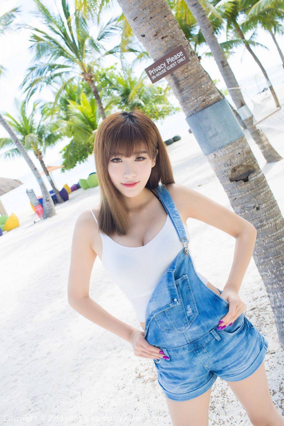 爱蜜社新人嫩模程小烦沙滩清新美胸诱惑薄荷岛首套写真-7