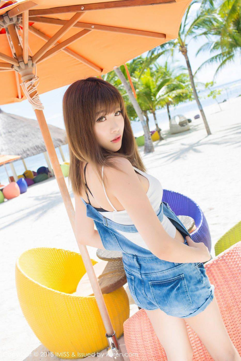 爱蜜社新人嫩模程小烦沙滩清新美胸诱惑薄荷岛首套写真-5