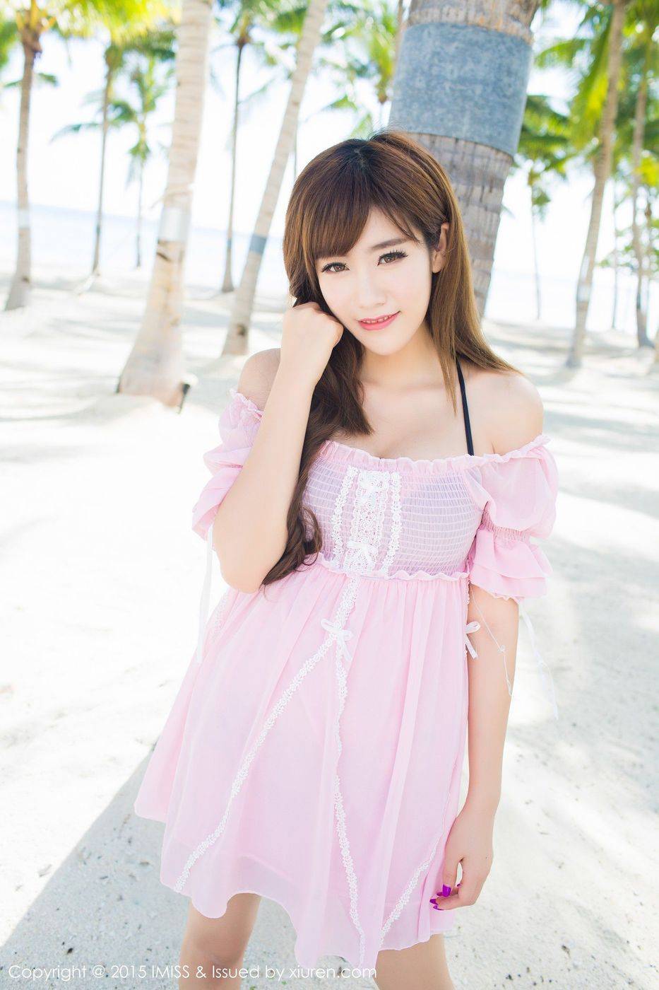 爱蜜社新人嫩模程小烦沙滩清新美胸诱惑薄荷岛首套写真-21