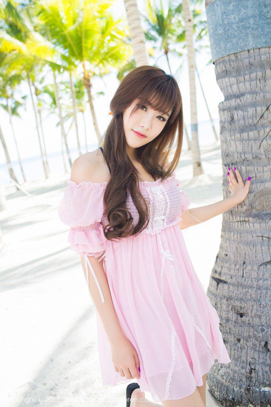 爱蜜社新人嫩模程小烦沙滩清新美胸诱惑薄荷岛首套写真-23