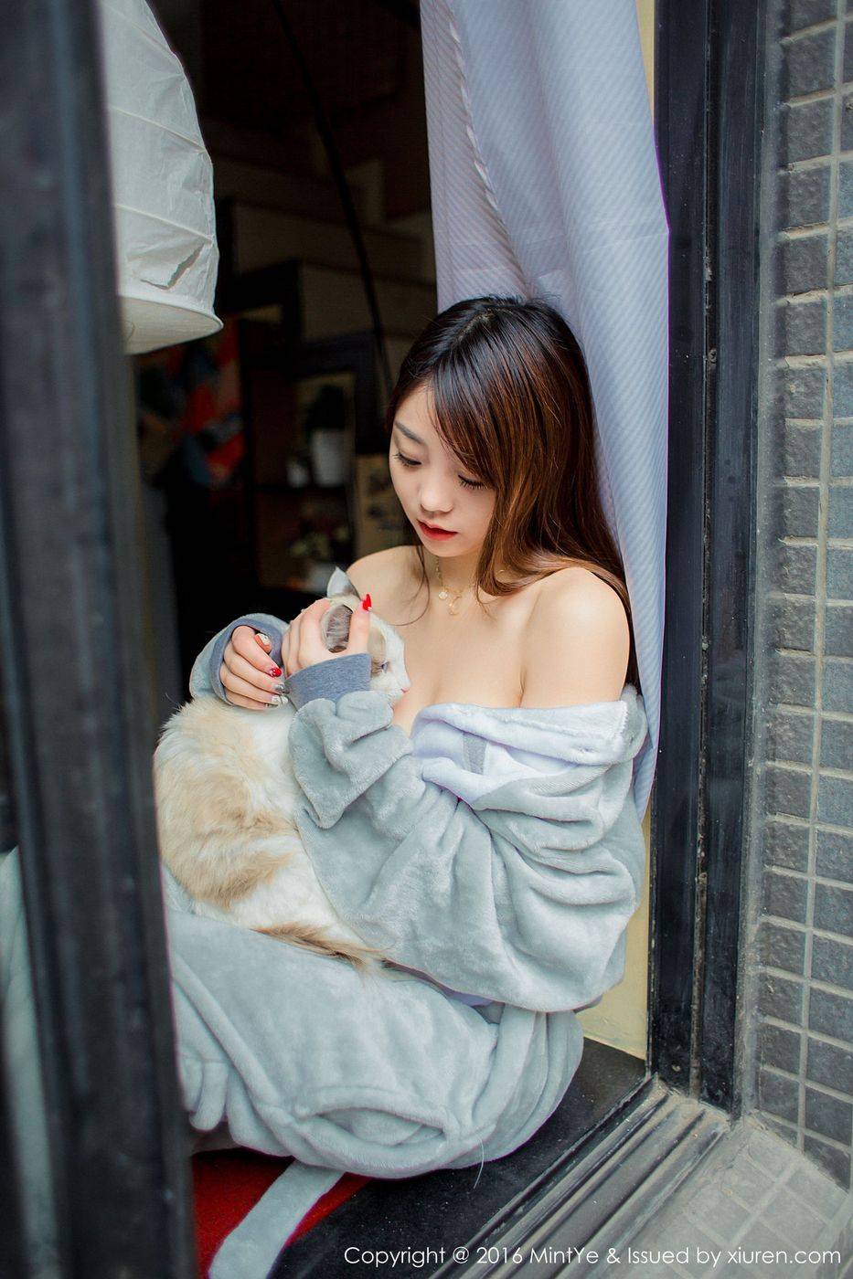 薄荷叶性感女神佘贝拉bella美胸翘臀丁字裤内衣诱惑清新写真-5