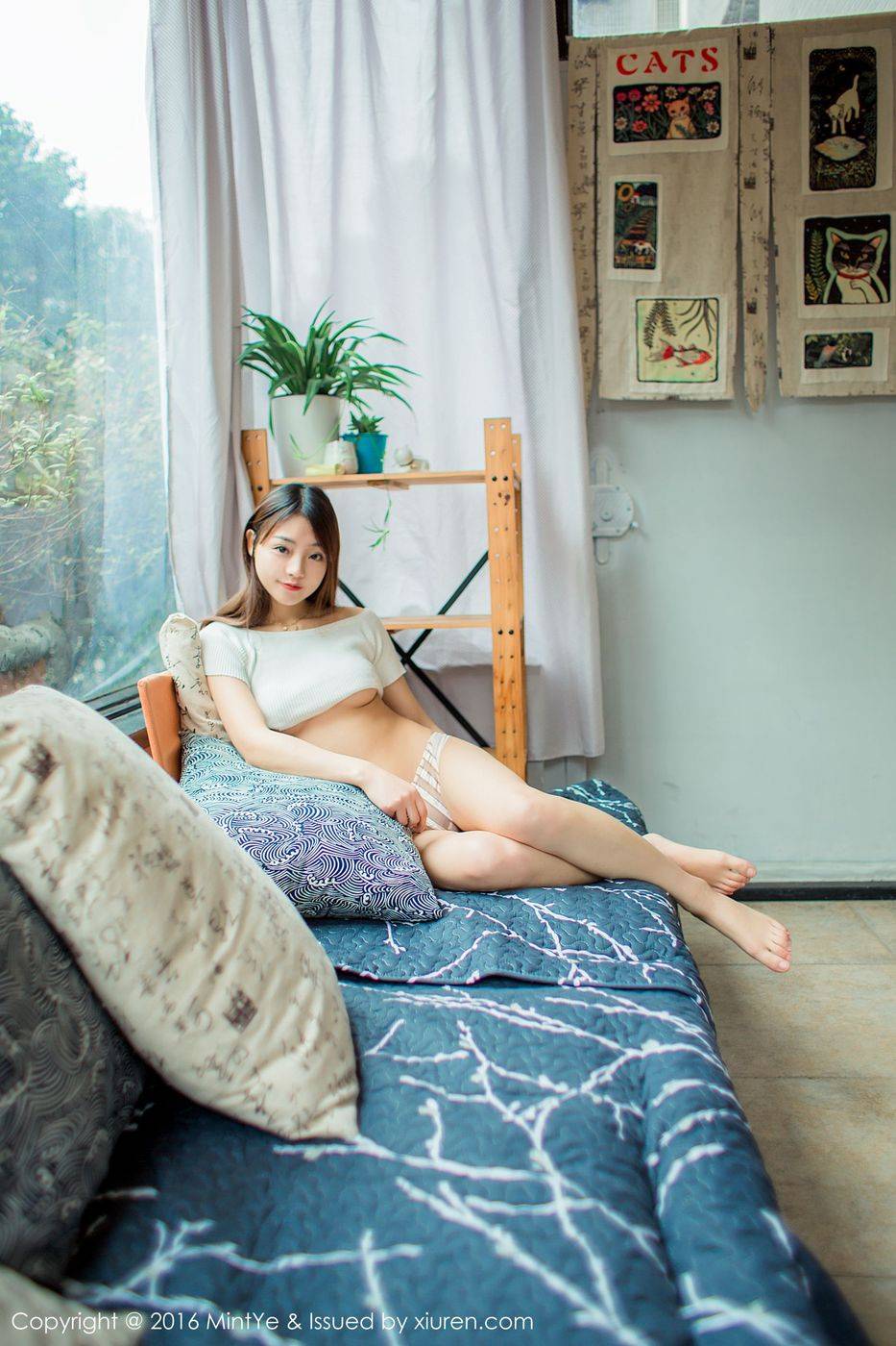 薄荷叶性感女神佘贝拉bella美胸翘臀丁字裤内衣诱惑清新写真-3