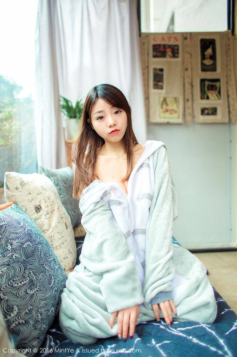 薄荷叶性感女神佘贝拉bella美胸翘臀丁字裤内衣诱惑清新写真-21