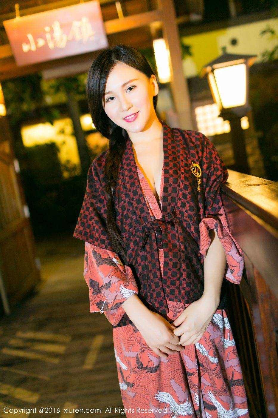 秀人网性感女神唐雨辰TYC和服美胸长腿珠海御温泉旅拍-34