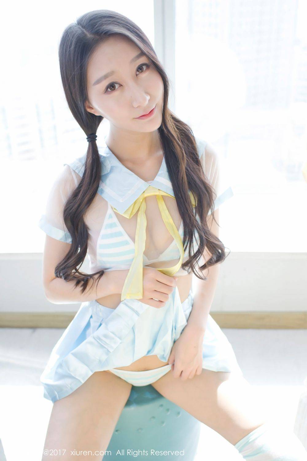 秀人网极品美女赵熙儿丝袜美腿学生装制服大尺度内衣诱惑-23