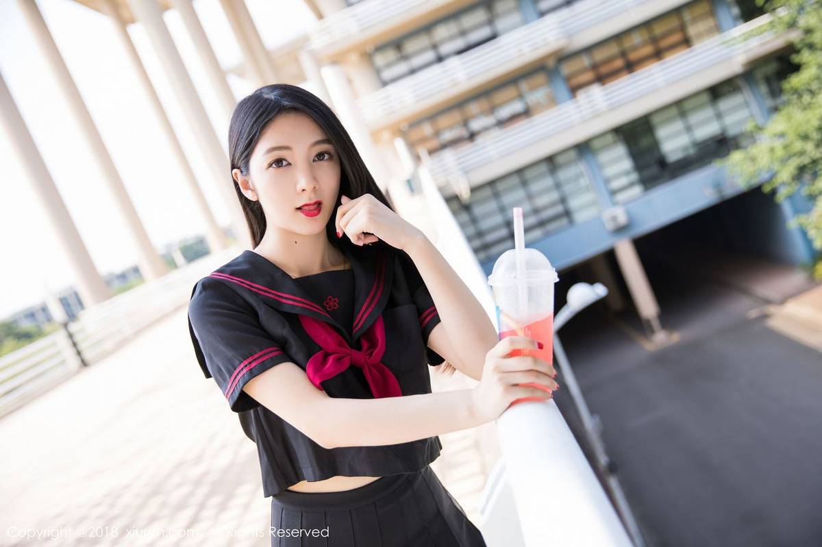 秀人网骨感女神Angela小热巴英伦校服丝袜美腿制服诱惑美图-43