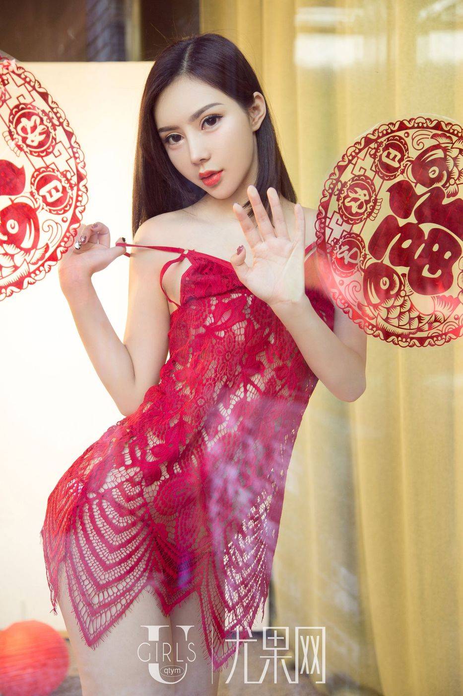 尤果网性感姐妹花安柔Anrou&Angela小热巴内衣诱惑春节特辑-34