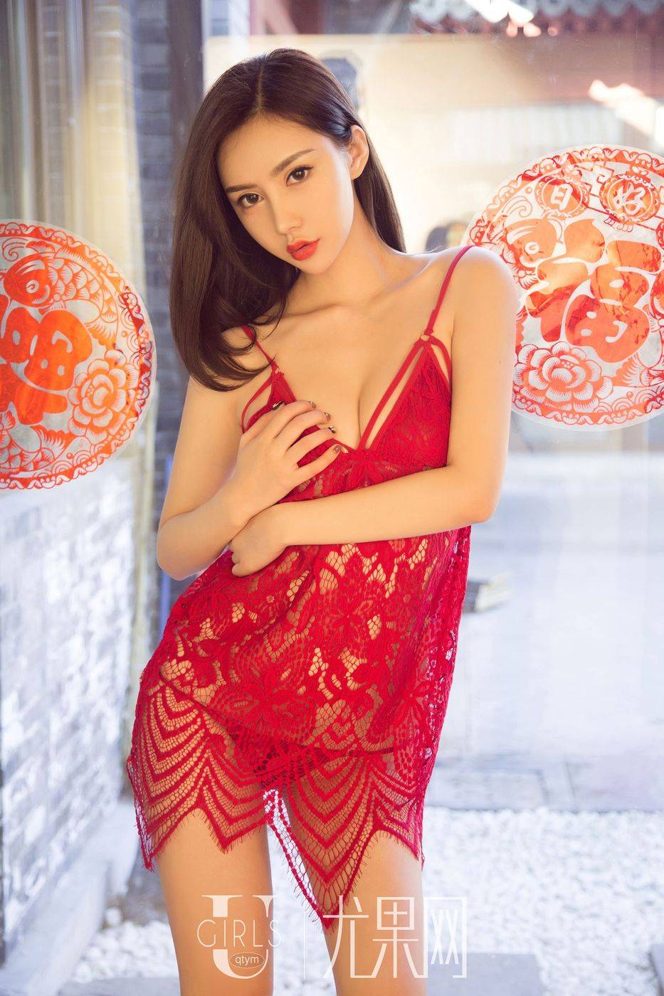 尤果网性感姐妹花安柔Anrou&Angela小热巴内衣诱惑春节特辑-37