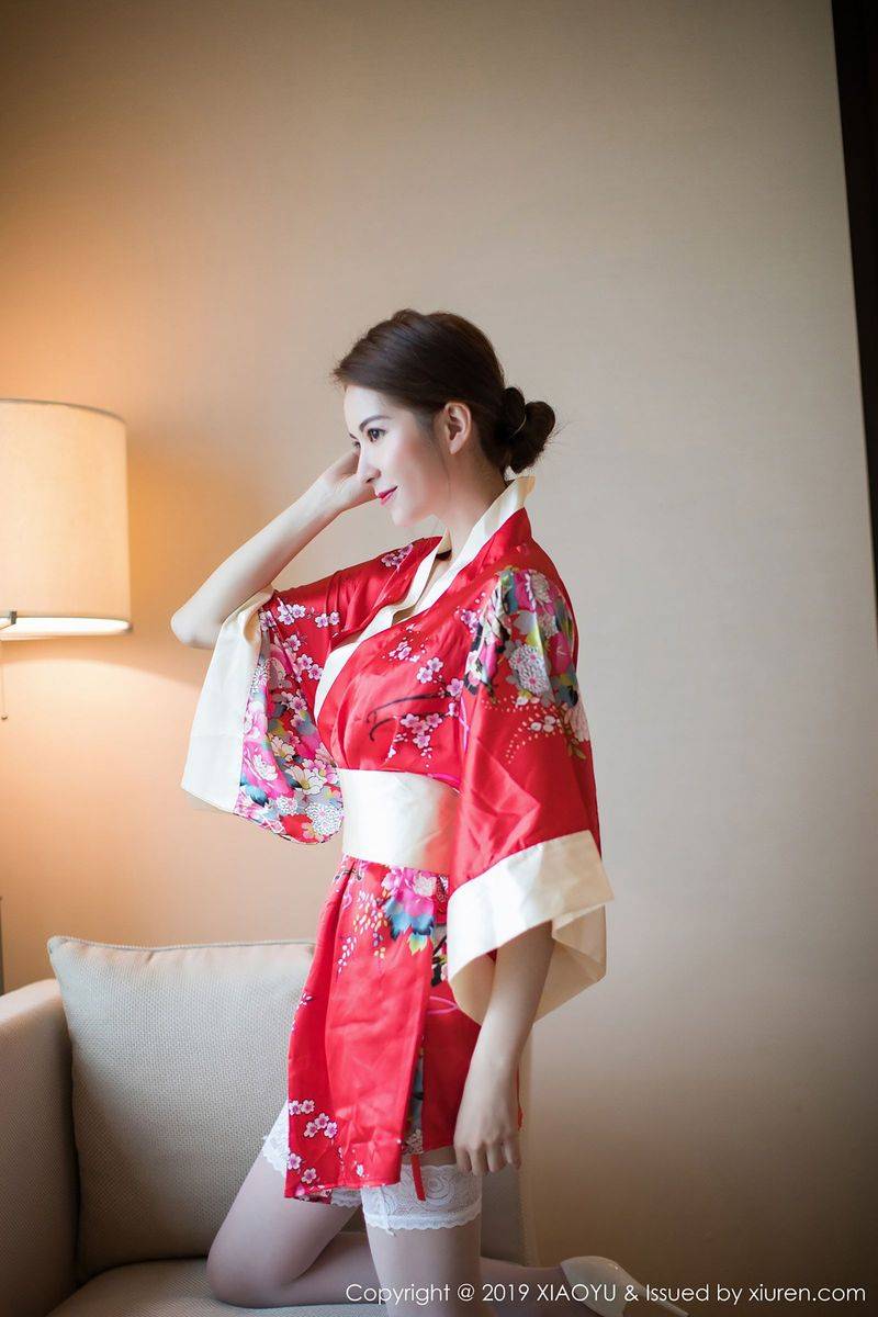 语画界性感女神陈良玲carry大红和服丝袜美腿内衣诱惑写真-9