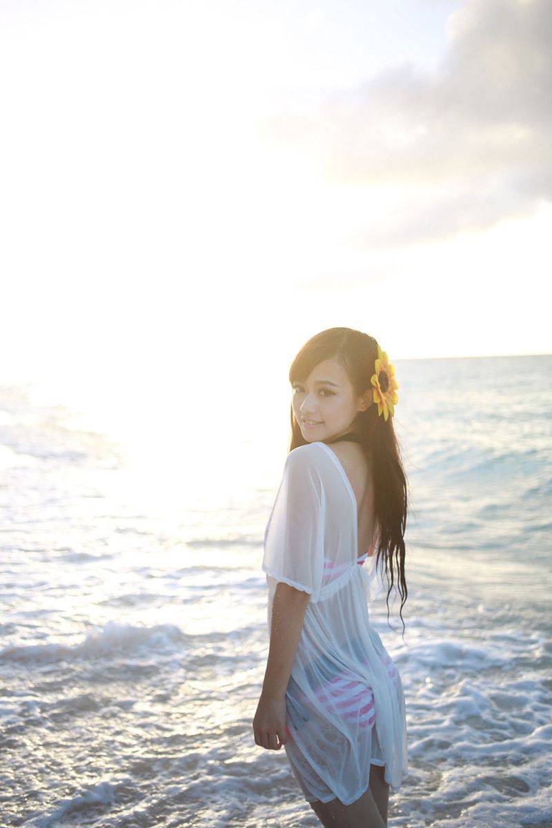 美媛馆性感美女Toro羽住比基尼黑色情趣内衣海南三亚旅拍-30