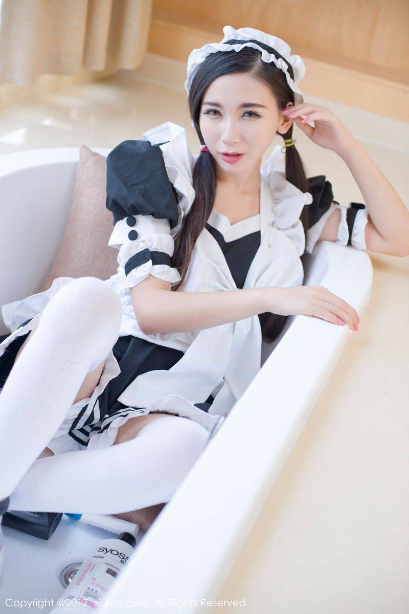 秀人网性感女神赵颖ZY日系女仆装丝袜美腿私房诱惑写真-49