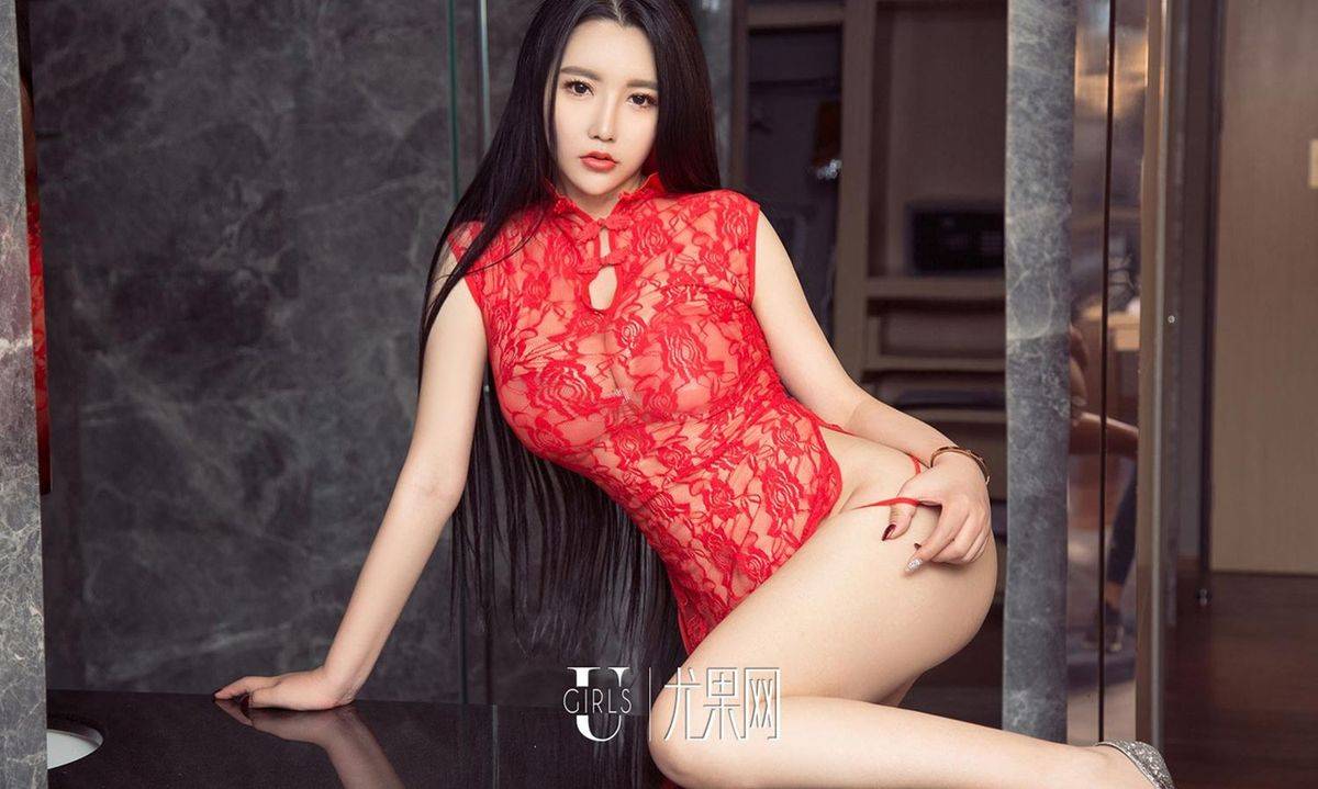 尤果网美女模特Overthepast菲儿罗纹镂空连衣裙丁字裤诱惑美图-38