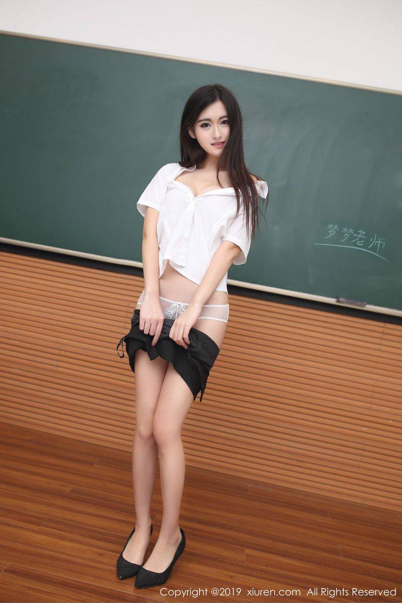 秀人网性感女神沈梦瑶白衬衫女教师厨娘制服装扮美腿写真-6