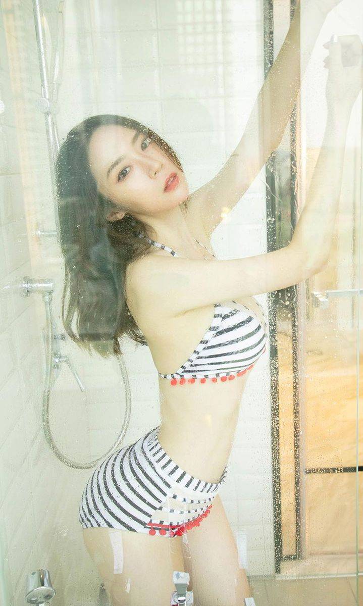 尤果网美女模特梦心玥Candice比基尼黑色蕾丝内衣诱惑写真-8