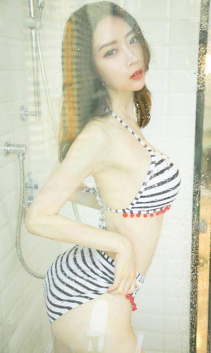 尤果网美女模特梦心玥Candice比基尼黑色蕾丝内衣诱惑写真-16