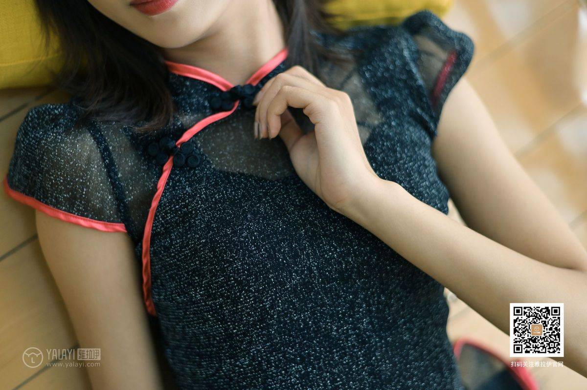 YALAYI雅拉伊音乐系清纯美女纹纹W黑丝美腿透视旗袍性感套图-52