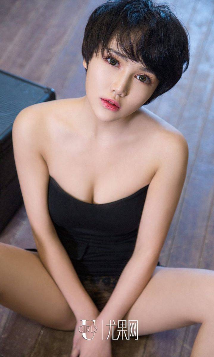尤果网都市丽人大悦悦修长美腿黑色套装吊带内衣性感写真-19