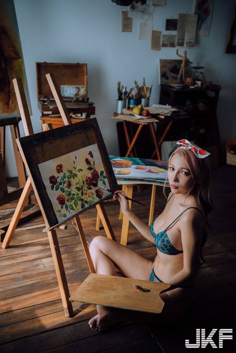 JKF激辣情欲老师韵韵34G火辣G罩杯高挑身材内衣诱惑写真-5