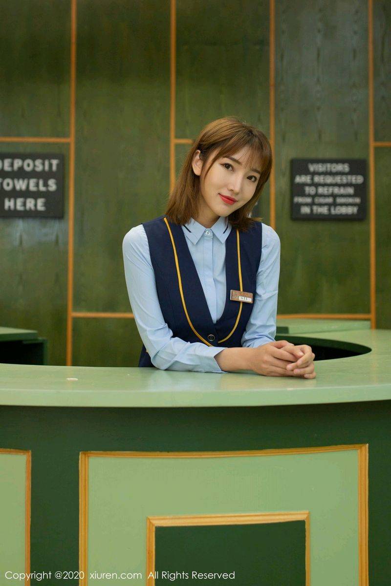 秀人网美女模特陆萱萱黑丝美腿电影院售票员制服诱惑写真