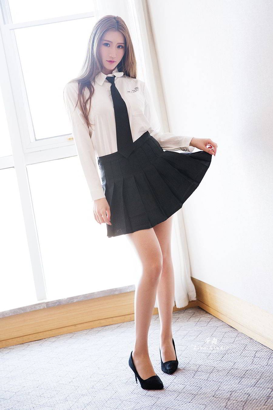 头条女神美女模特Miss玄子白衬衫校服诱惑制服性感写真-2