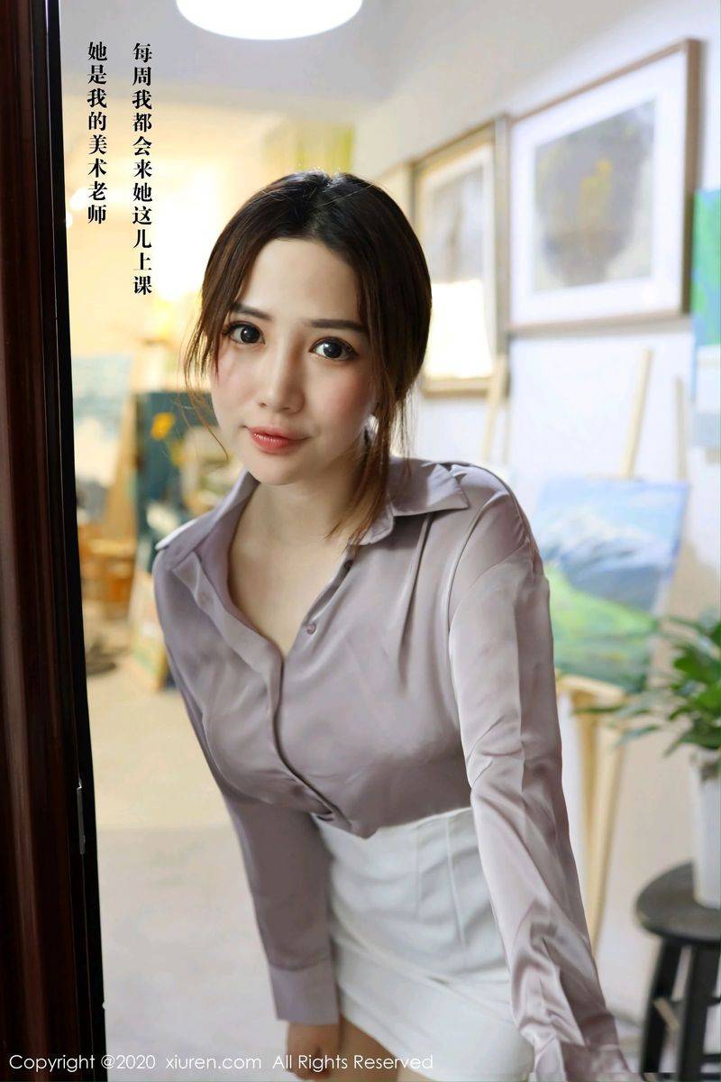 秀人网性感美女徐cake包臀裙&紫衬衫画室主题剧情系列写真