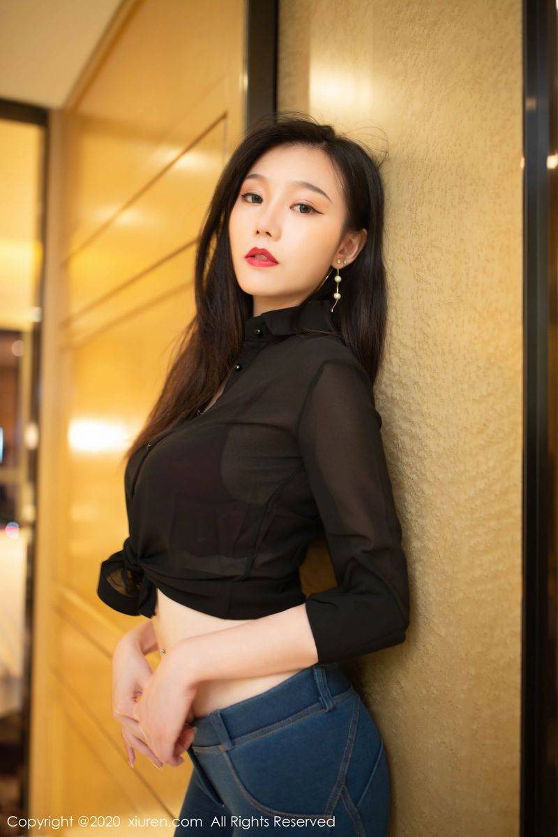 秀人网性感女神安然Maleah牛仔裤猩红内衣主题曼妙写真-56