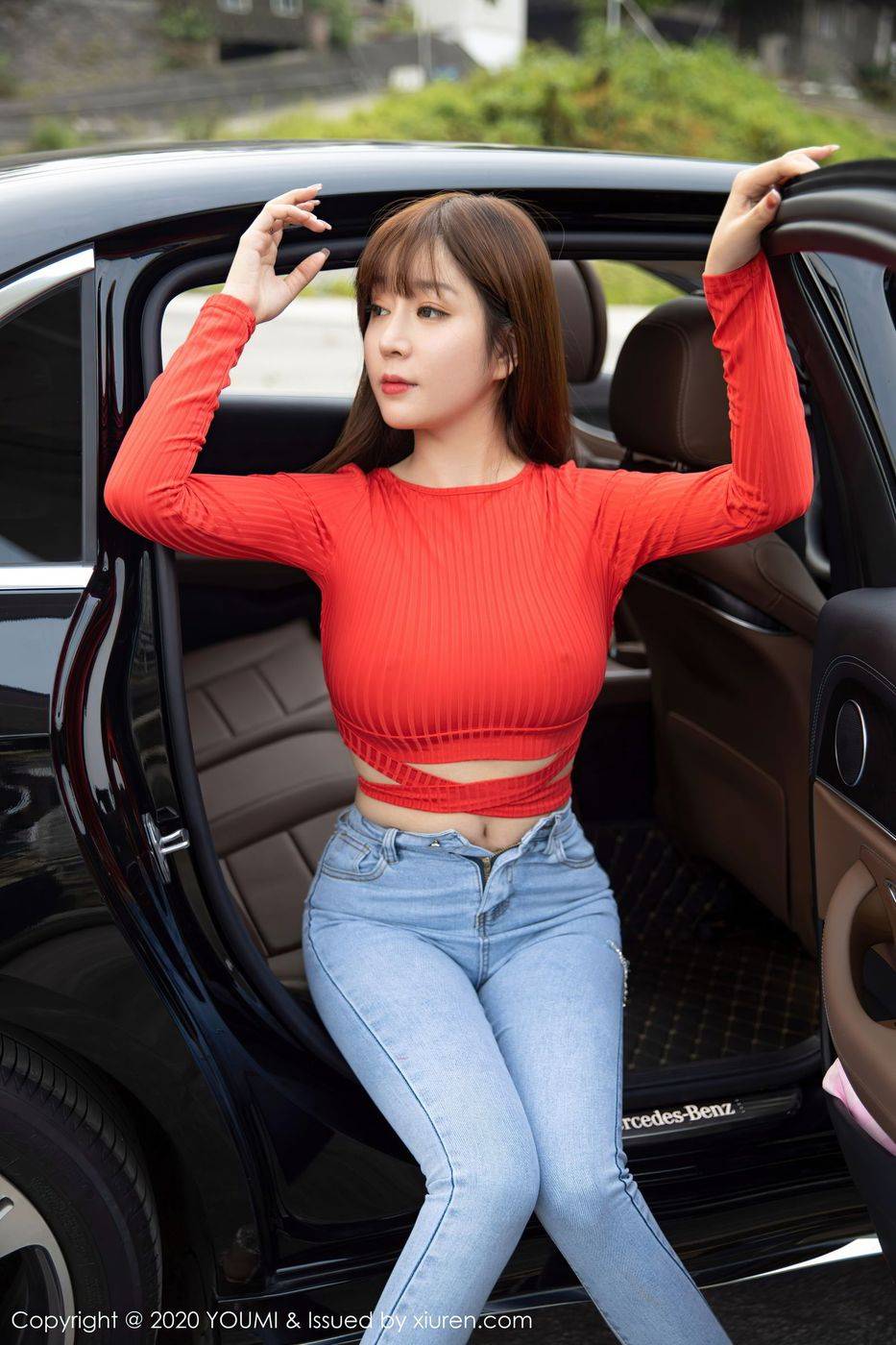 尤蜜荟性感女神王雨纯率性牛仔裤香车美人系列妩媚写真-33