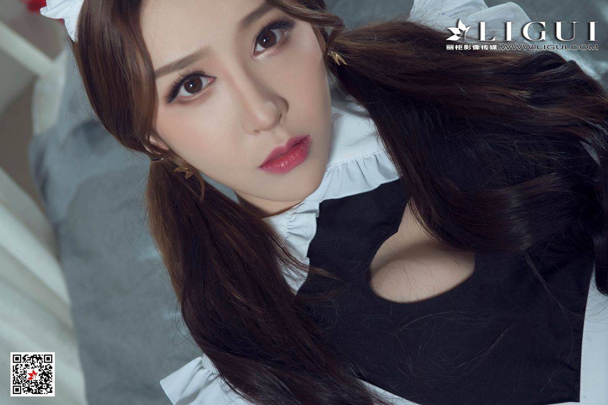 网络丽人丽柜兔子修长美腿蕾丝女仆装扮红绳马尾系列套图-83