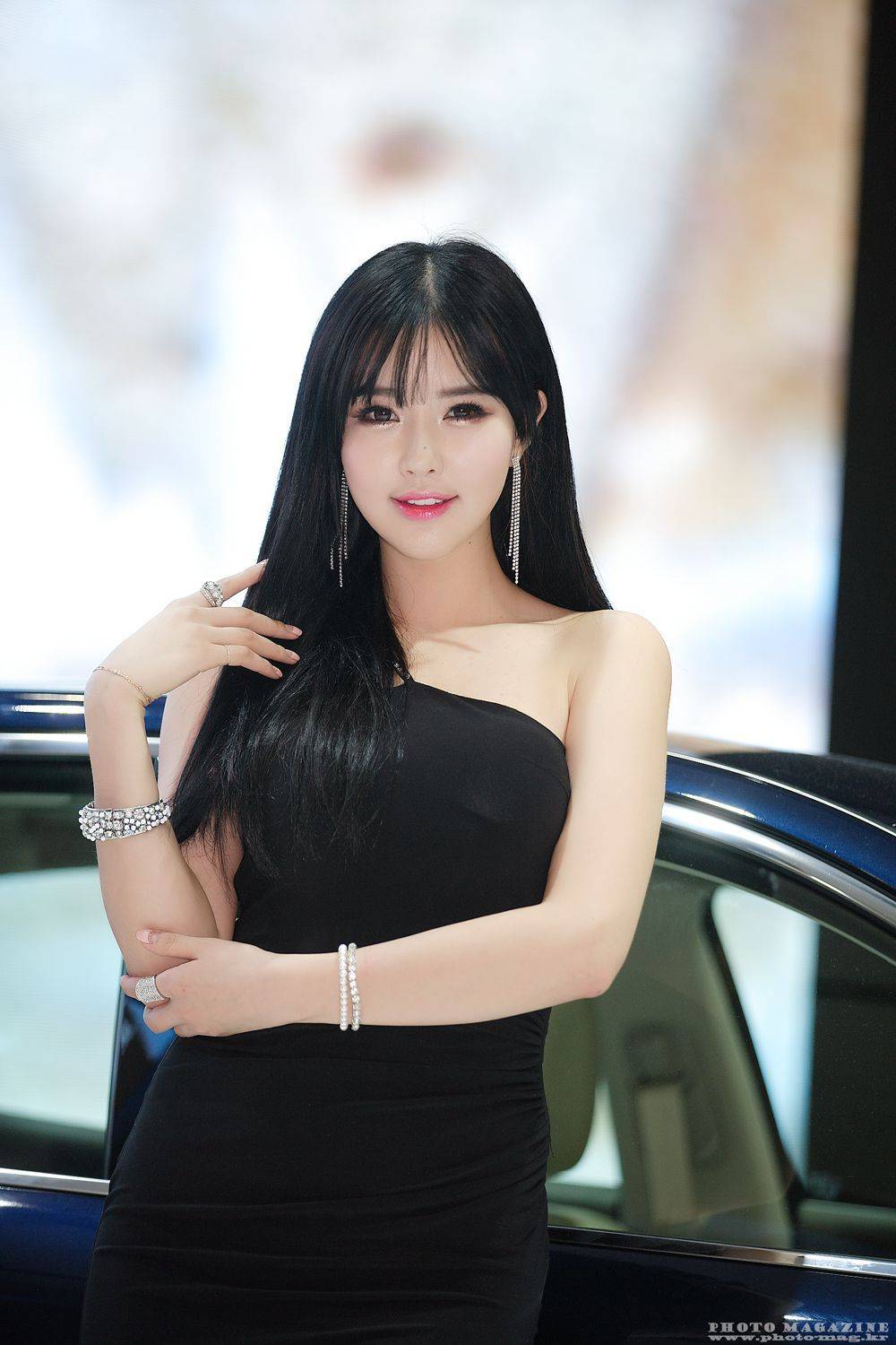 韩国香车美女崔星河优雅长裙系列车展优雅现场拍摄写真-34