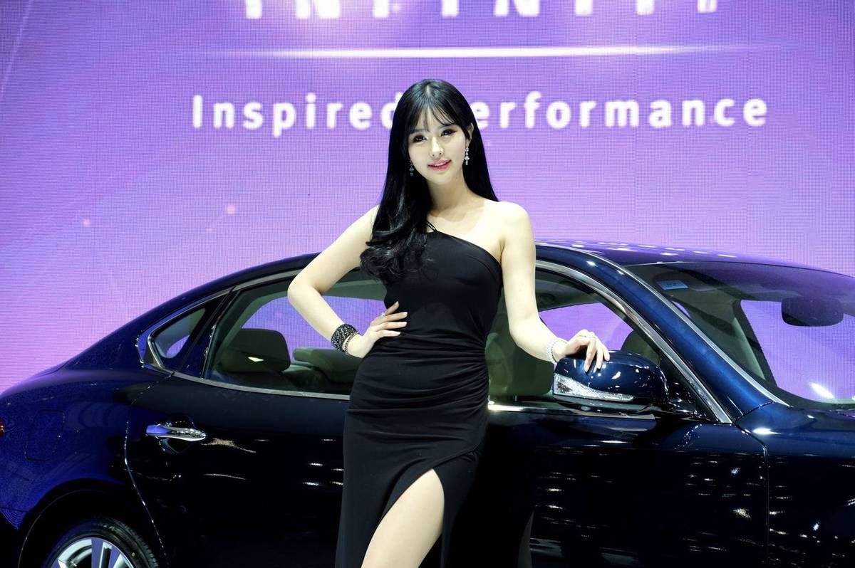 韩国香车美女崔星河优雅长裙系列车展优雅现场拍摄写真-39