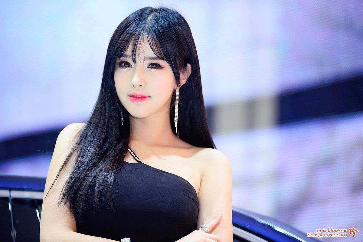 韩国香车美女崔星河优雅长裙系列车展优雅现场拍摄写真-46